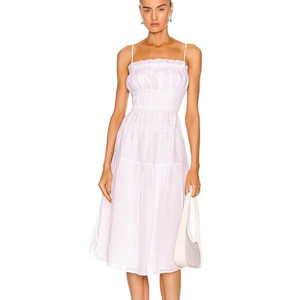 FRAME Smocked Midi Dress